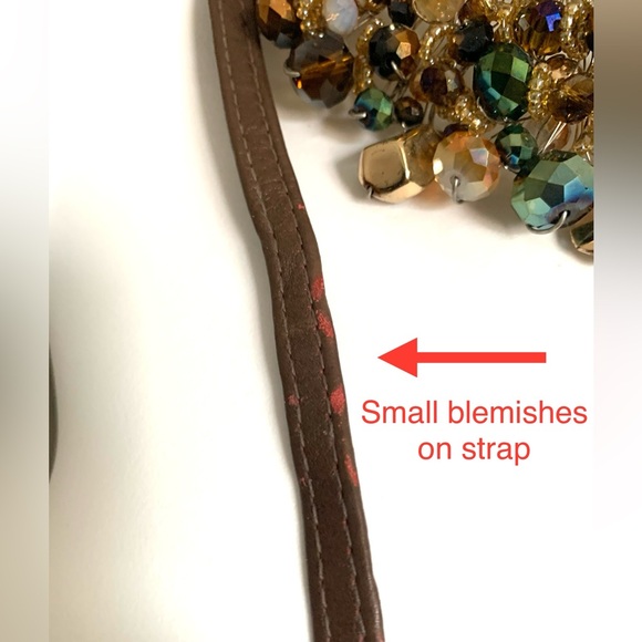 VTG 80s Leather Puffy Padded Quilted Clutch Bag Purse ~ Metallic Gold & Brown - Picture 10 of 12